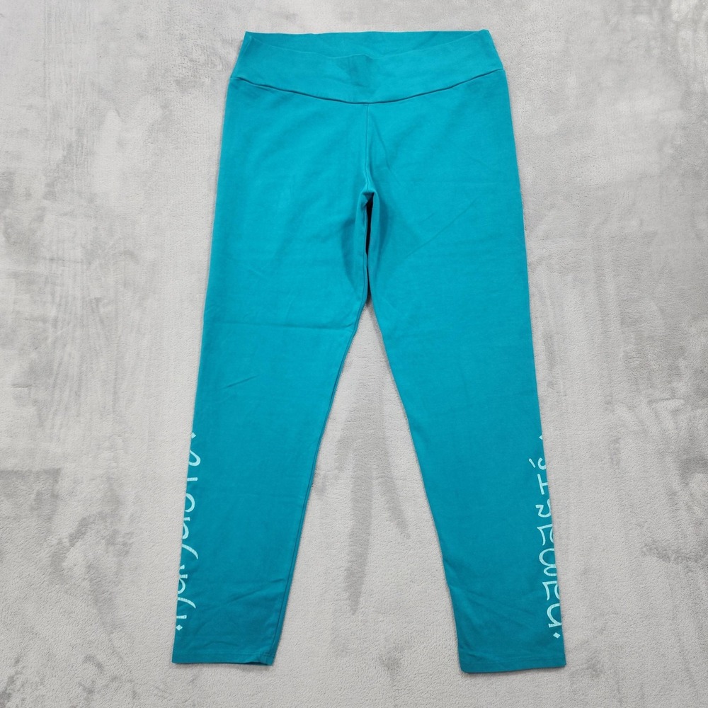 Soul Flower Leggings Womens XL Blue Crop Ankle Namaste Organic Cotton Yoga Gym